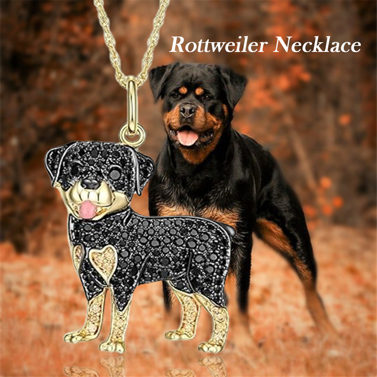 Pure Giftz™ Rottweiler Crystal Necklace