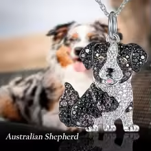 Pure Giftz™ Australian Shepherd Crystal Pendant Necklace
