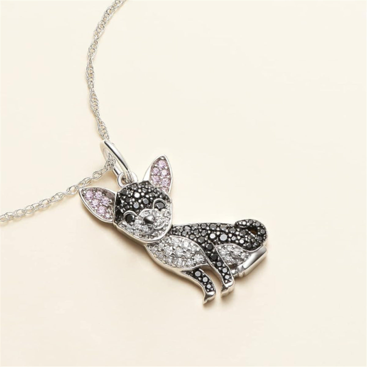 Pure Giftz™ Black Chihuahua Crystal Necklace