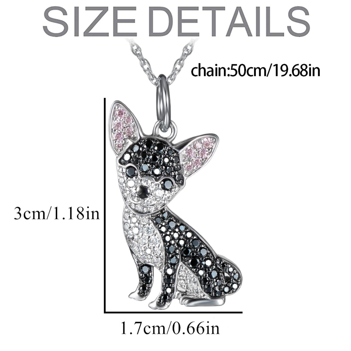 Pure Giftz™ Black Chihuahua Crystal Necklace