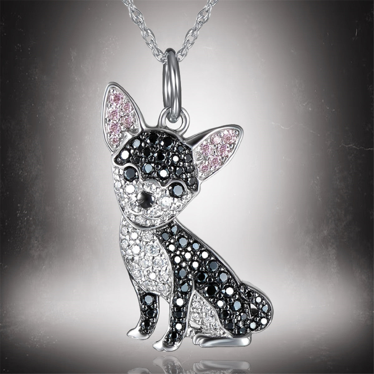 Pure Giftz™ Black Chihuahua Crystal Necklace