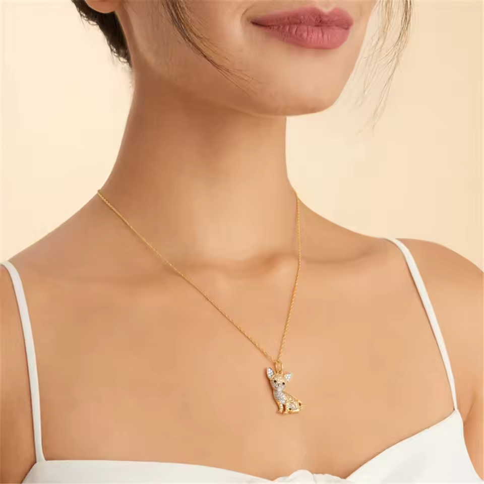Pure Giftz™ Chihuahua Crystal Pendant Necklace