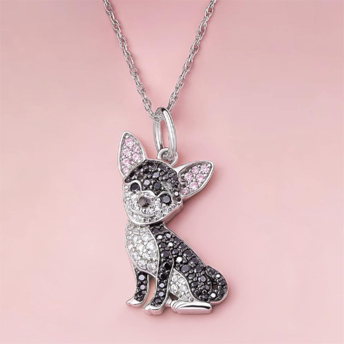 Pure Giftz™ Black Chihuahua Crystal Necklace