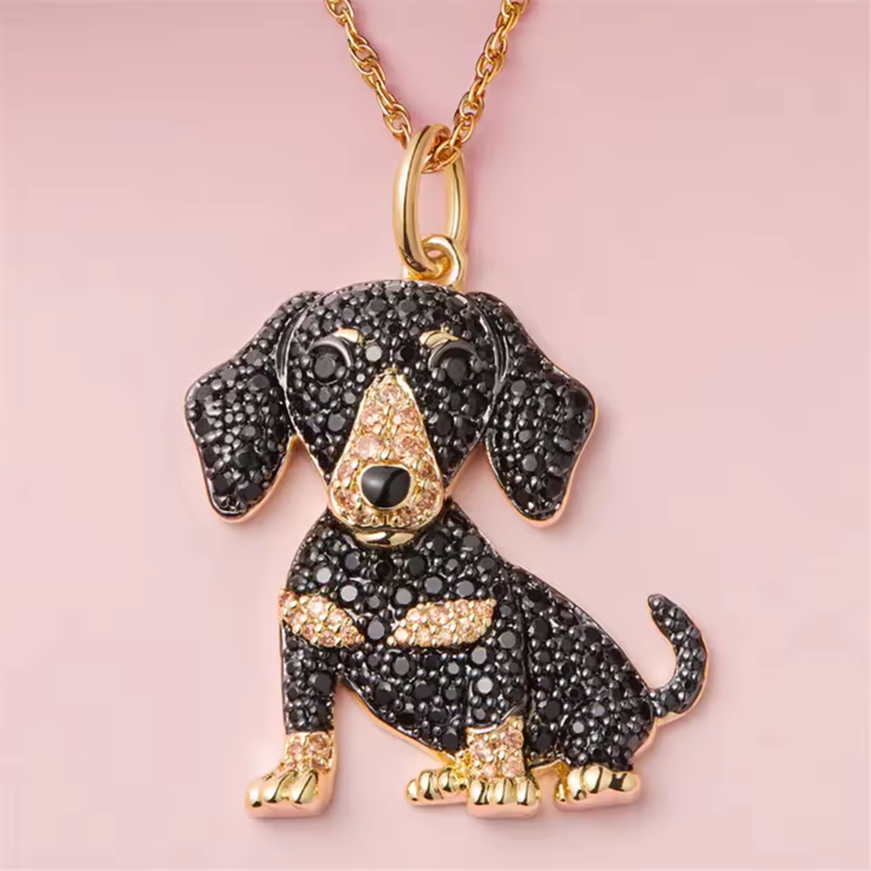 Pure Giftz™ Cute Dachshund Crystal Pendant Necklace