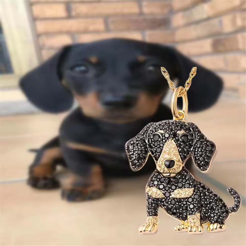 Pure Giftz™ Cute Dachshund Crystal Pendant Necklace