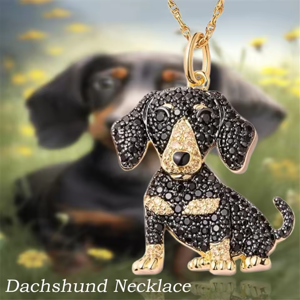 Pure Giftz™ Cute Dachshund Crystal Pendant Necklace