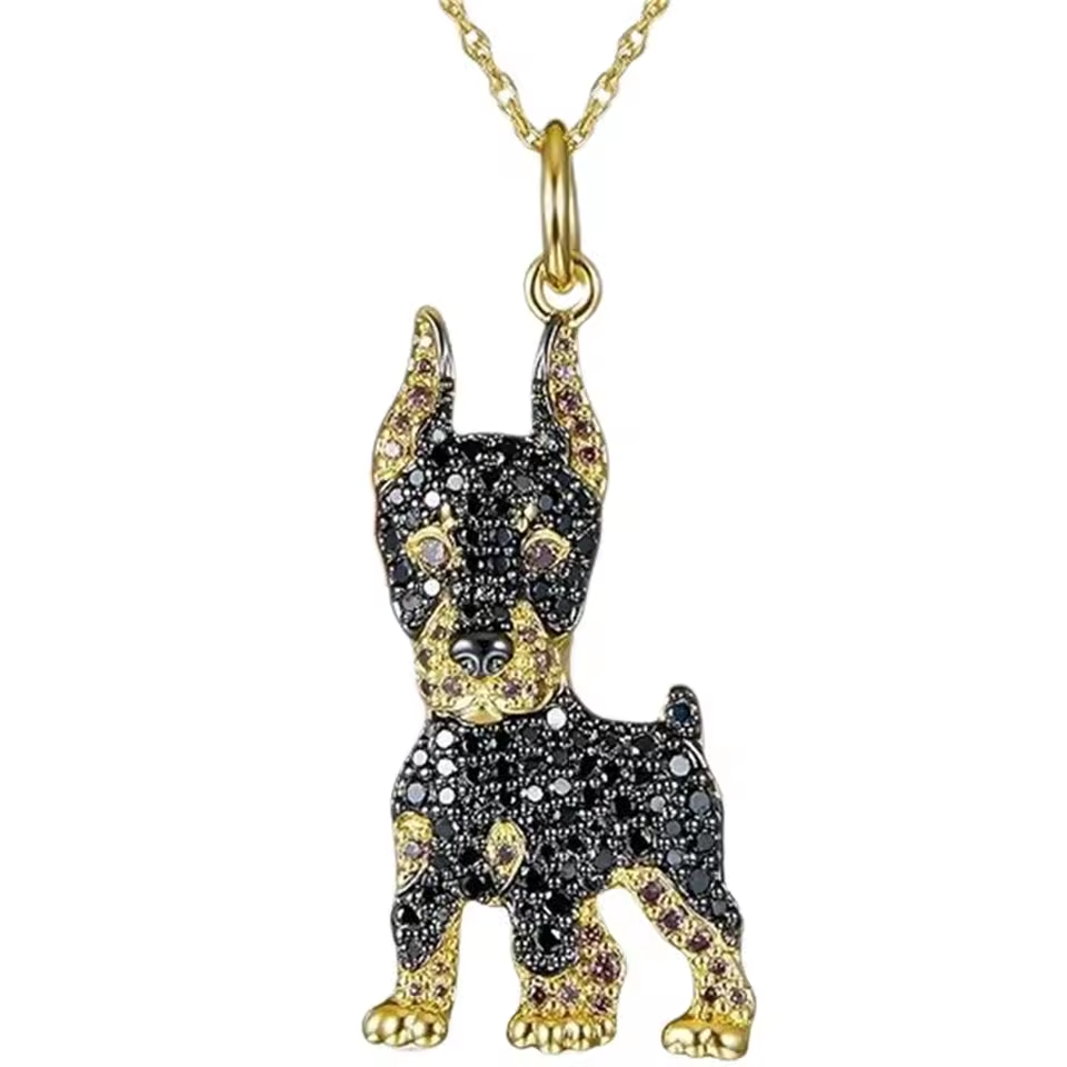 Pure Giftz™ Doberman Crystal Pendant Necklace