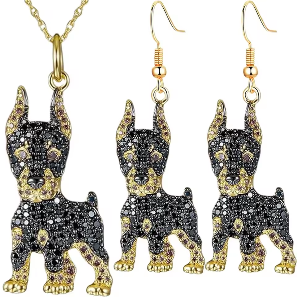 Pure Giftz™ Doberman Crystal Pendant Necklace