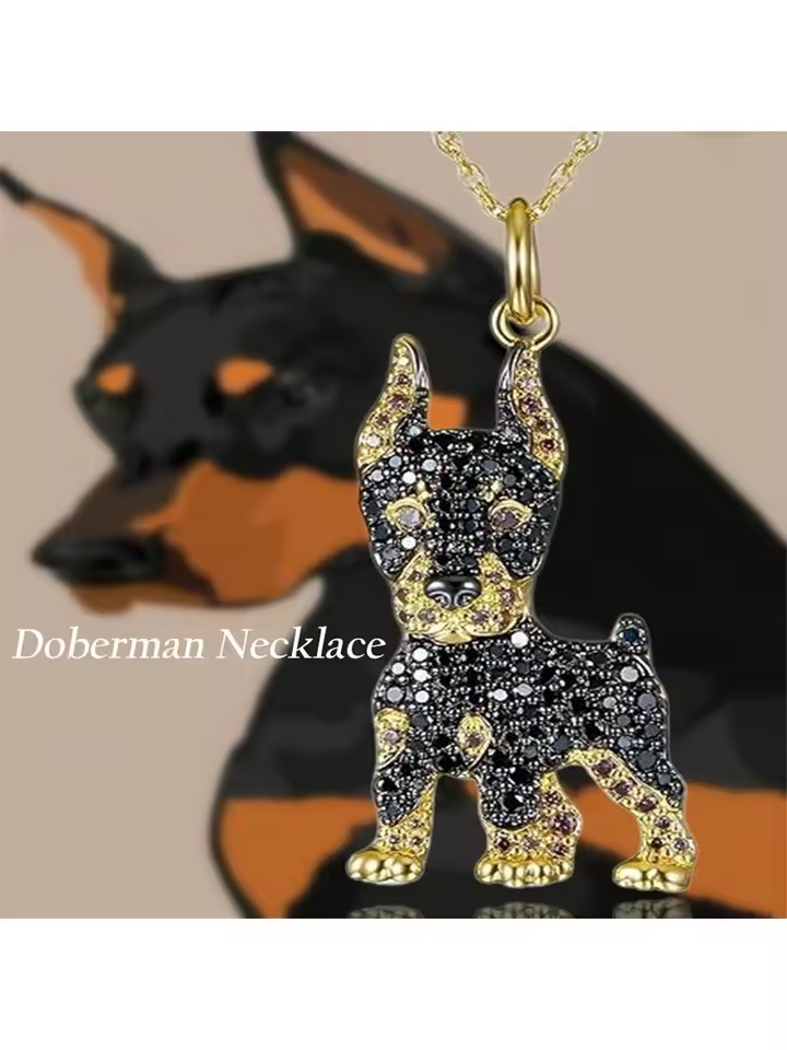 Pure Giftz™ Doberman Crystal Pendant Necklace