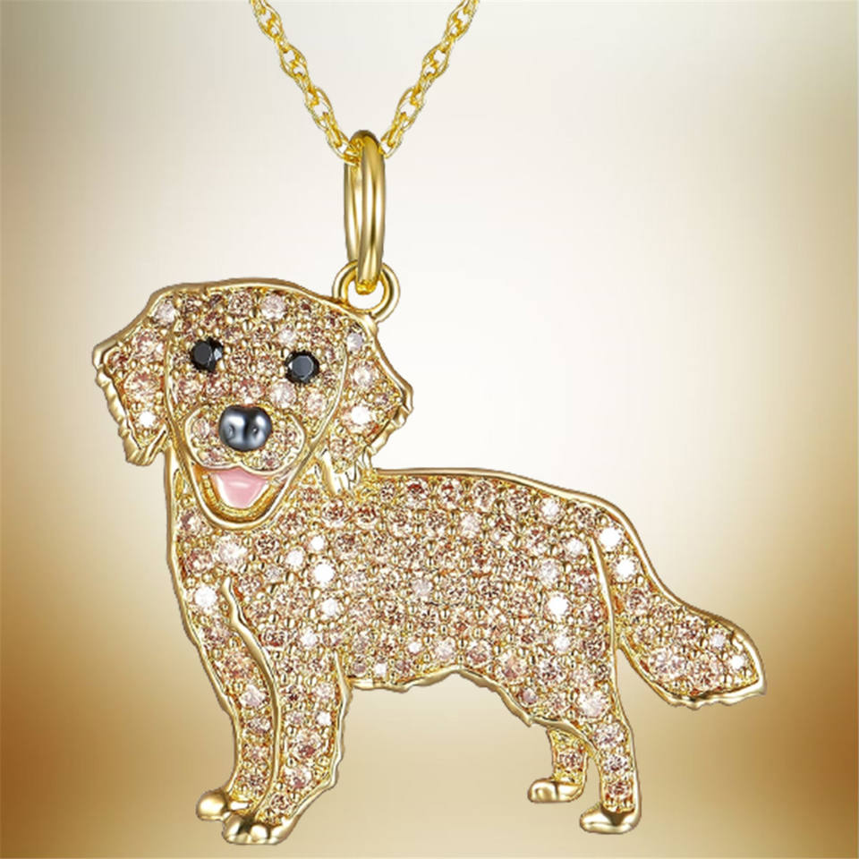 Pure Giftz™ Golden Retriever Crystal Necklace