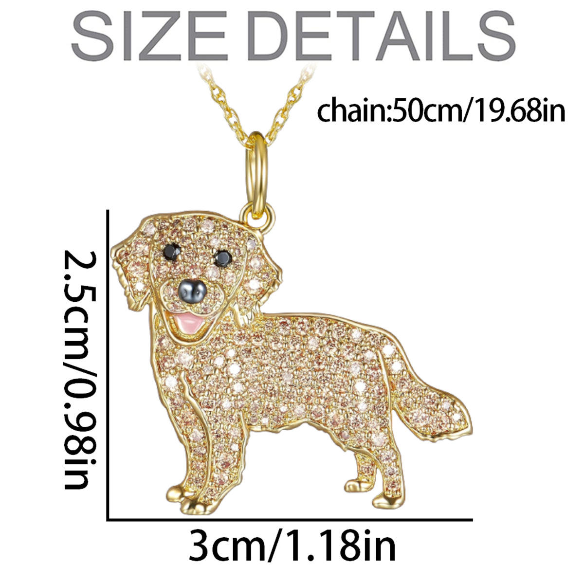Pure Giftz™ Golden Retriever Crystal Necklace