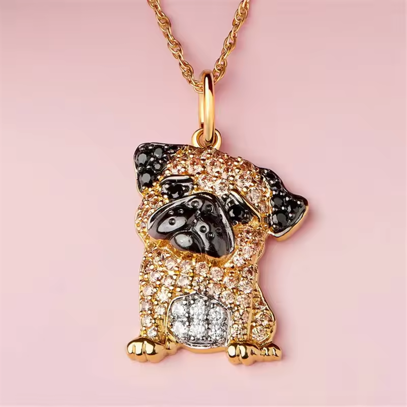 Pure Giftz™ Pug Crystal Pendant Necklace